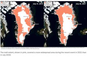 The Greenland ice sheet experienced a massive melting event last week