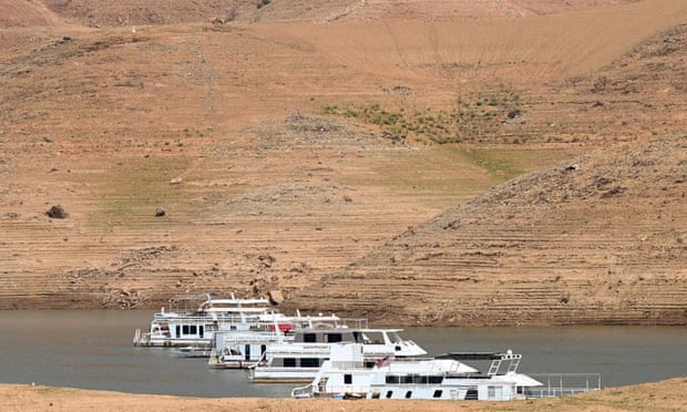 boats on a dwindling lake