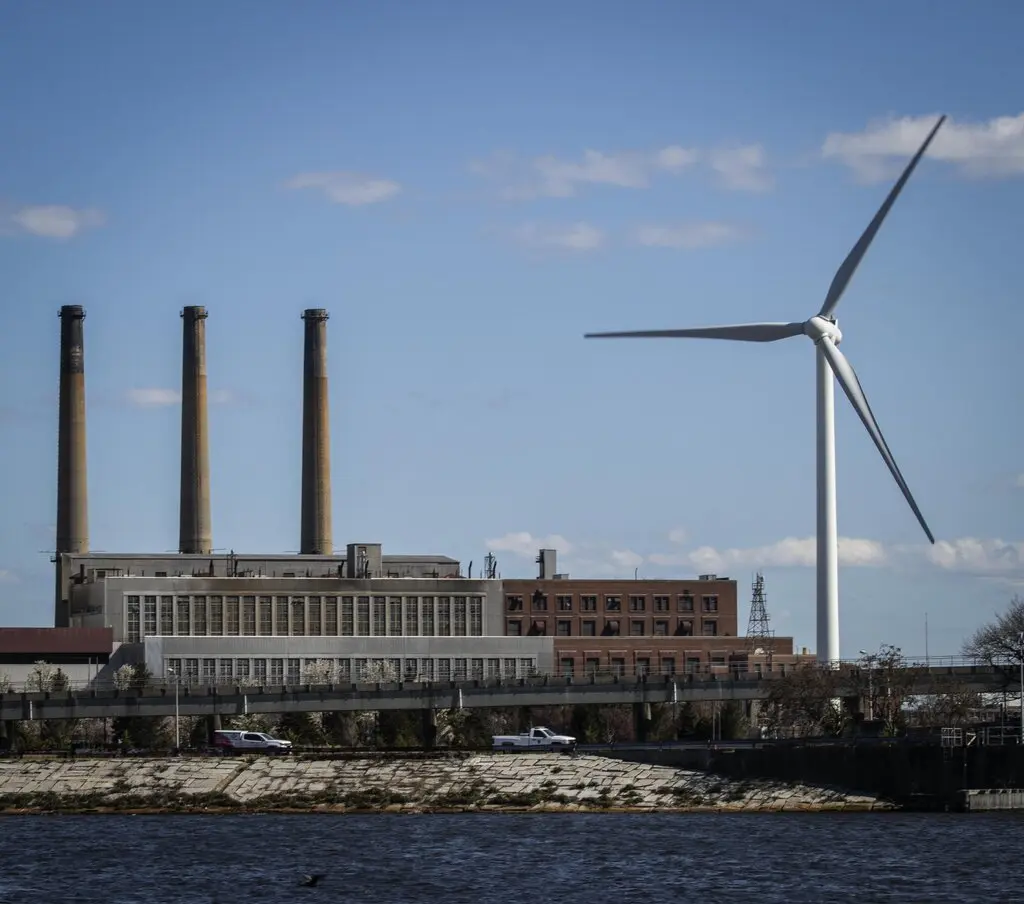 factory and windmill