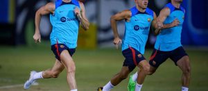 Football Club Barcelona working out